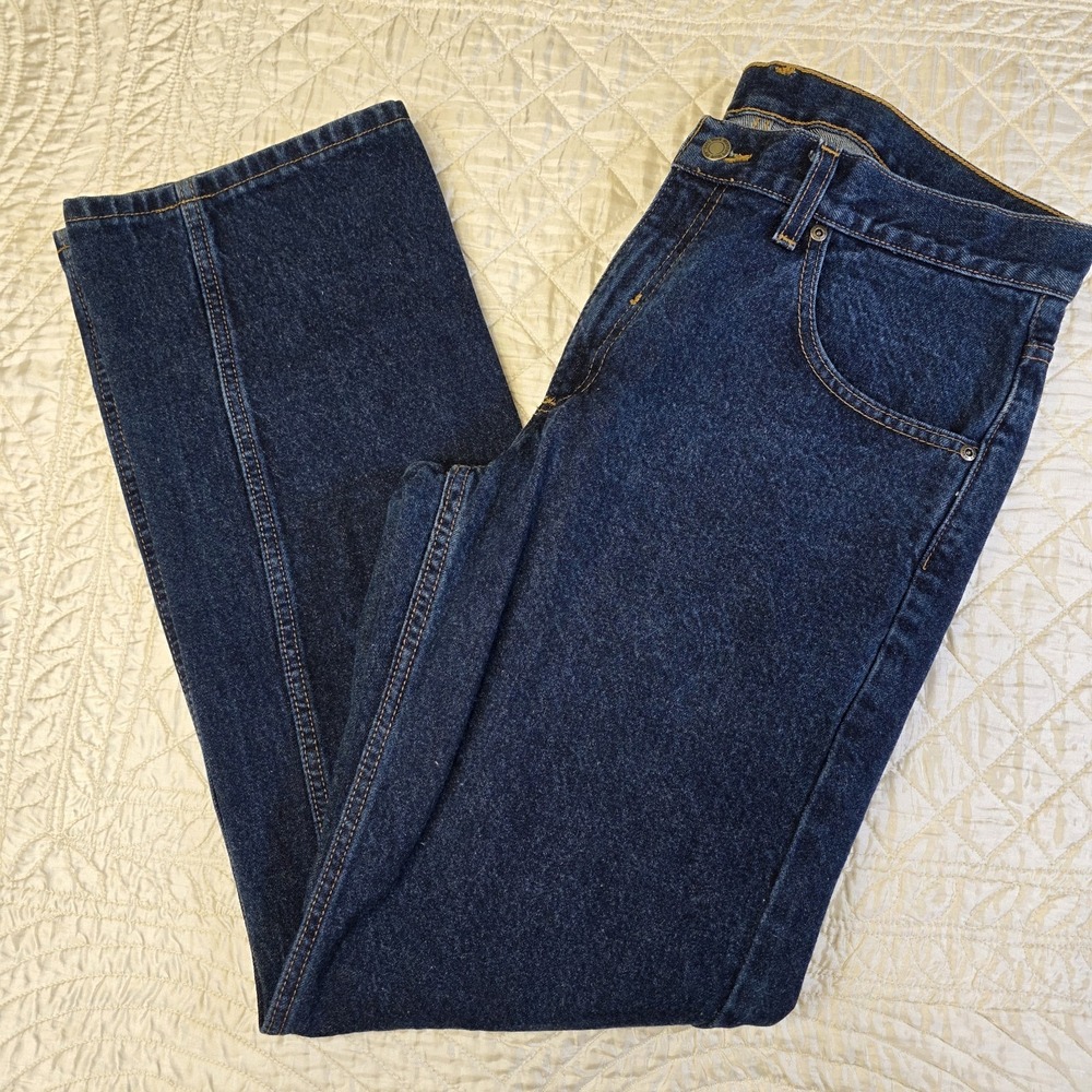 Members Mark Mens 34x32 Blue Denim Jeans Relaxed Fit Straight Leg Heavy Work